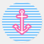 Blue Nautical Pink Anchor Sticker