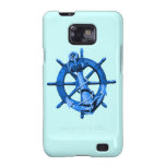 Blue Nautical Ships Wheel And Anchor Samsung Galaxy S2 Covers