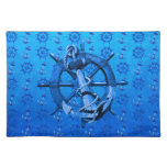 Blue Nautical Ships Wheel And Anchor Placemats