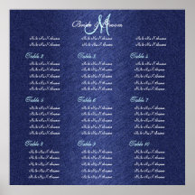 Blue navy wedding seating charts posters
