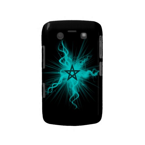 Blue Neon Glowing Pentagram - Pagan Symbol Blackberry Bold Case