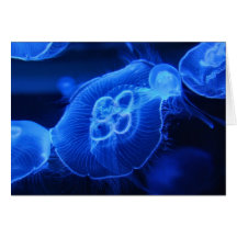 Blue Neon Jellyfish Cards