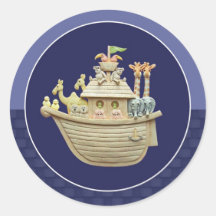 Blue Noah's Ark Round Stickers