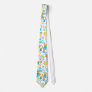 Blue orange flowers neck ties