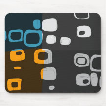 Blue, Orange, Grey Retro Abstract Art Mouse Pads