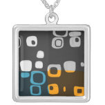 Blue, Orange, Grey Retro Abstract Art Necklace