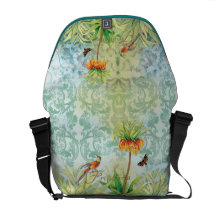 Blue Orange Leopard Print Damask Trendy Floral Bag Courier Bags