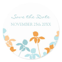 Blue Orange Save the Date Envelope Seal Sticker