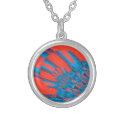 Blue/Orange Streaks Digital Art Necklace