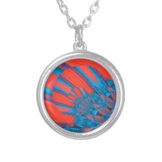 Blue/Orange Streaks Digital Art Necklace