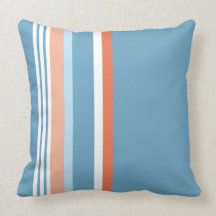 Blue (Orange stripe) Throw Pillow