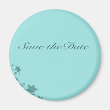 Blue Ornamental Save The Date Refrigerator Magnet