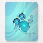 BLUE ORNAMENTS & SNOWFLAKES by SHARON SHARPE Mouse Mats