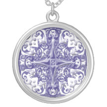 blue ornate cross necklace