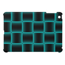Blue-Outlined Black Square Pattern iPad Mini Case