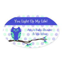 Blue Owl Baby Shower Candle Jar Favour Tags