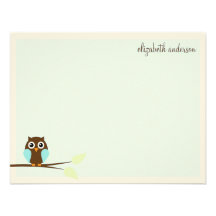 Blue Owl Custom Flat Thank You Cards Personalized Announcements