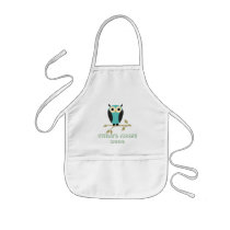 Blue Owl On Limb Apron With Name