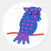 Blue Owl Round Sticker