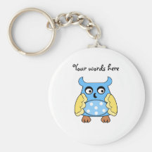 Blue owl with white polka dots key chains