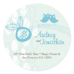 Blue Owls In Love Custom Address Label Sticker
