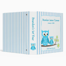Blue Owls Mom & Baby Photo Album Vinyl Binders