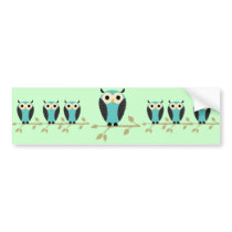 Blue Owls Sitting On Limbs Bumper Sticker