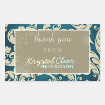 Blue Paisley Client Thank You Stickers