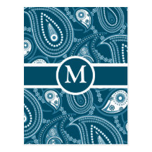 Blue Paisley Pattern Postcards