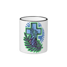 Blue Palm Cross Mugs