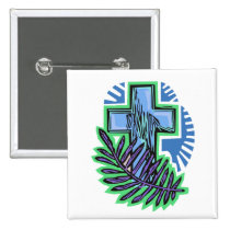 Blue Palm Cross buttons