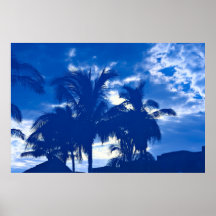 Blue Palm Trees Posters