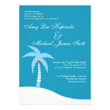 BLUE PALMTREE CARIBBEAN DESTINATION WEDDING INVITATION