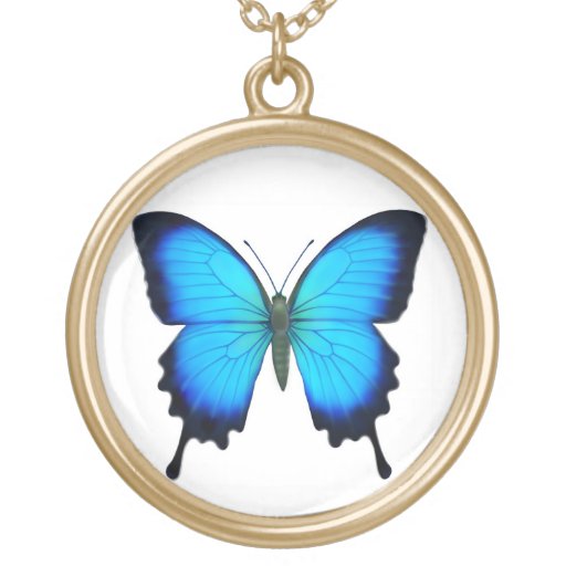 Blue Papilio Ulysses Butterfly Necklace