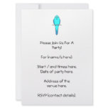Blue Parakeet Bird Custom Invitation