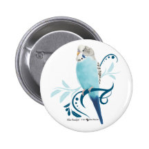 Blue Parakeet Pinback Button