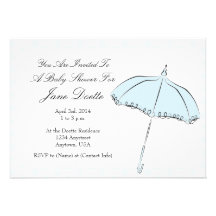 Blue Parasol Shower Custom Invites