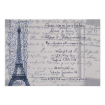 Blue Parisian Bridal Shower Invitation