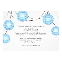 Blue Party Lantern Baby Shower Invitation