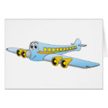 Blue Passenger Jet O Cartoon Greeting Card