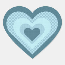 Blue Patchwork Heart Valentine Sticker