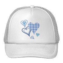 Blue Patchwork Hearts Hat