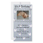 Blue Paw Print Birthday Invitation Photo Card