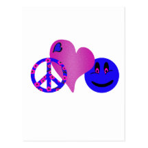 Blue Peace Love Happiness Post Card