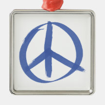 Blue Peace Sign Christmas Ornament