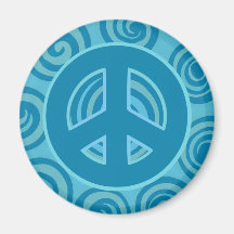 Blue Peace Sign Design Fridge Magnet