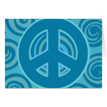 Blue Peace Sign Design Greeting Cards