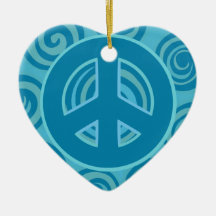 Blue Peace Sign Design Ornament