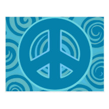 Blue Peace Sign Design Postcard