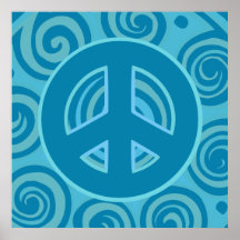 Blue Peace Sign Design Posters